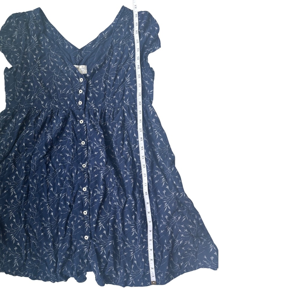 Denim & Supply Ralph Lauren Navy Floral Button Front Babydoll Swing Mini Dress M - Picture 7 of 8